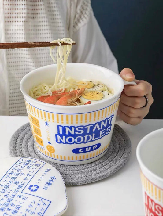 Instant noodle print ceramic bowl