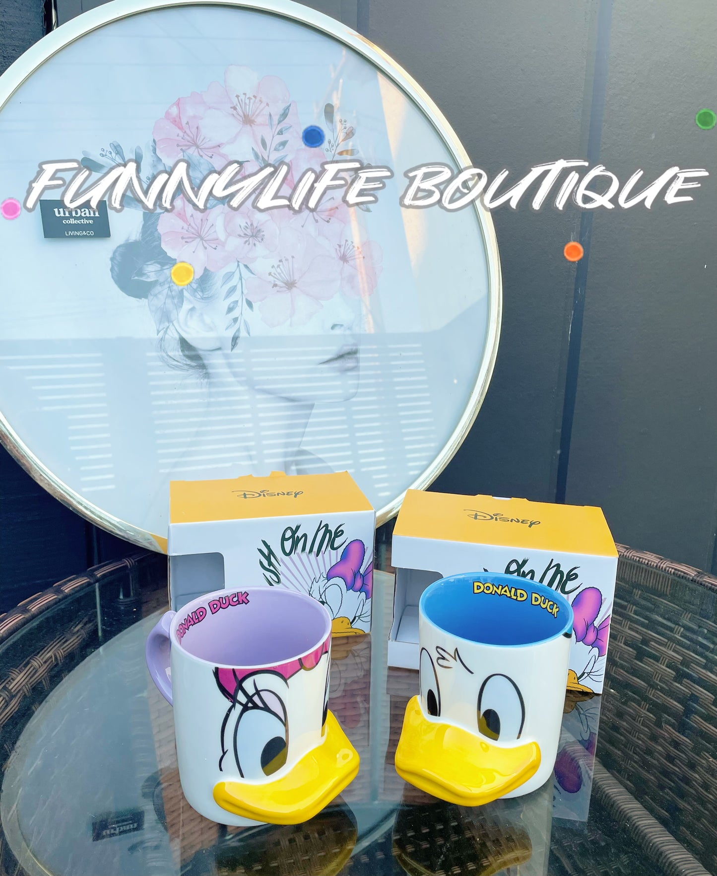 Disney Cartoon Couple Ceramic Mug（Daisy&Donald Duck）